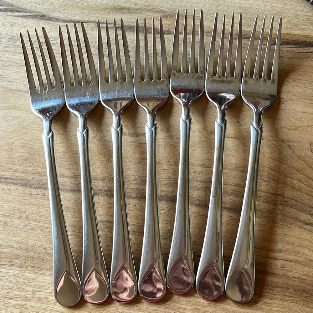 JA Henckels PROVENCE 18/10 Stainless Steel LOT of 7 dinner forks 8” glossy satin